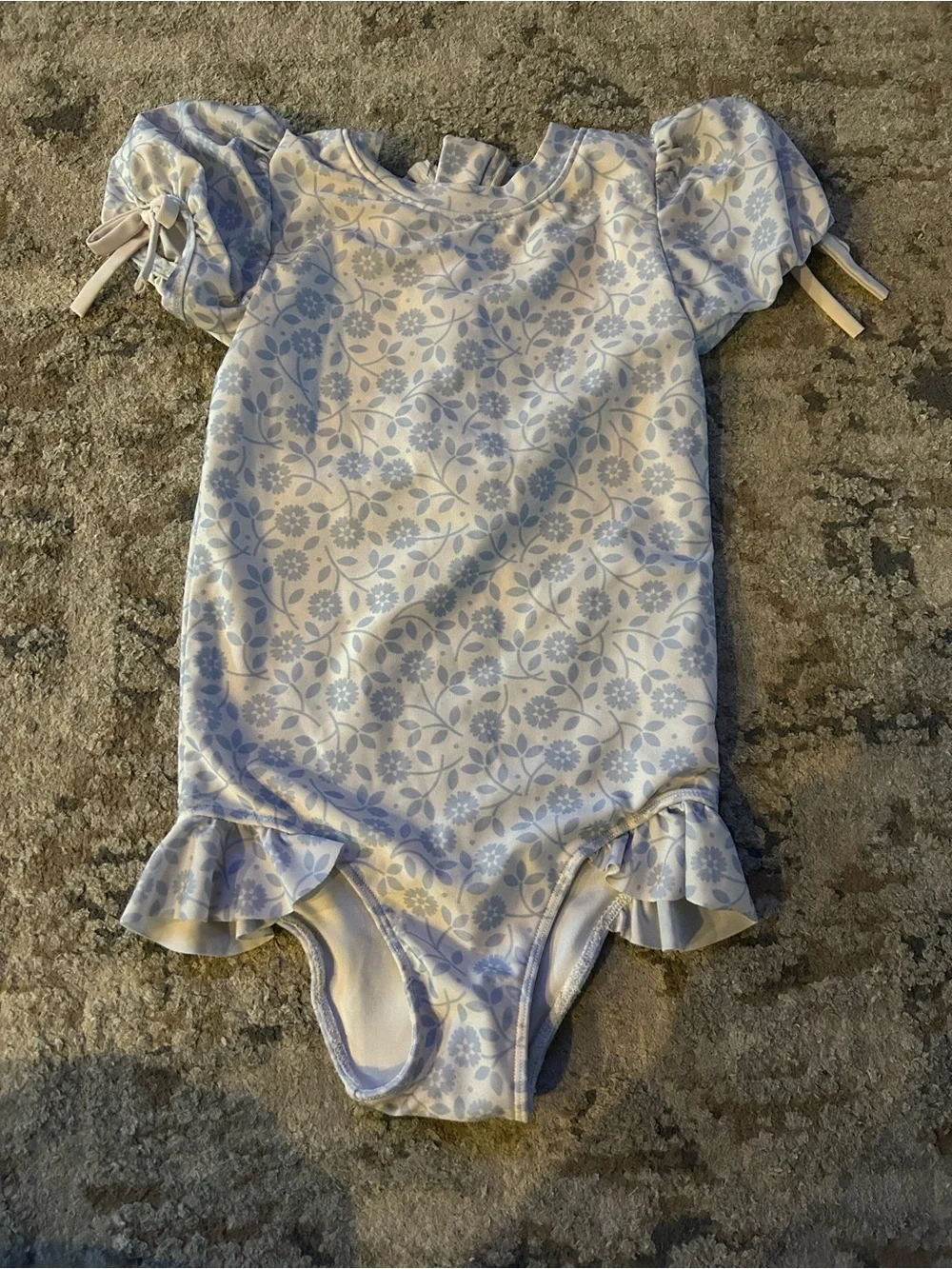 Girls' Floral Ruffle One-Piece Swimsuit - Light Blue